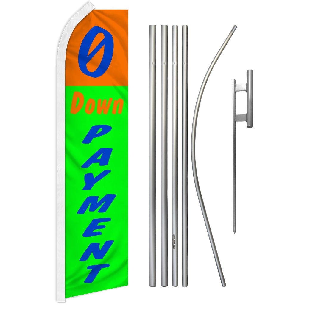 0 Down Payment (Orange & Green) Super Flag & Pole Kit - Flags Importer