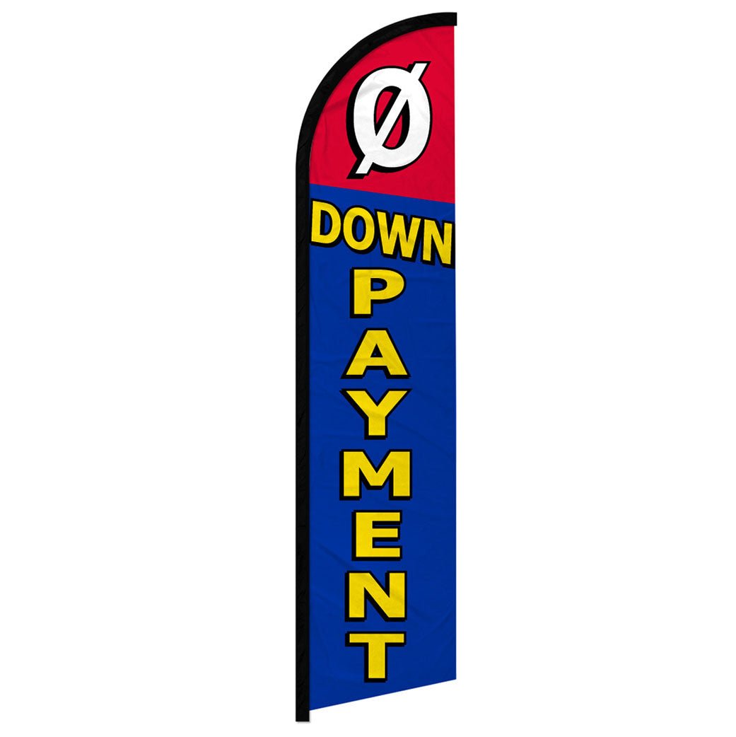 0 Down Payment (Red & Blue) Windless Banner Flag - Flags Importer