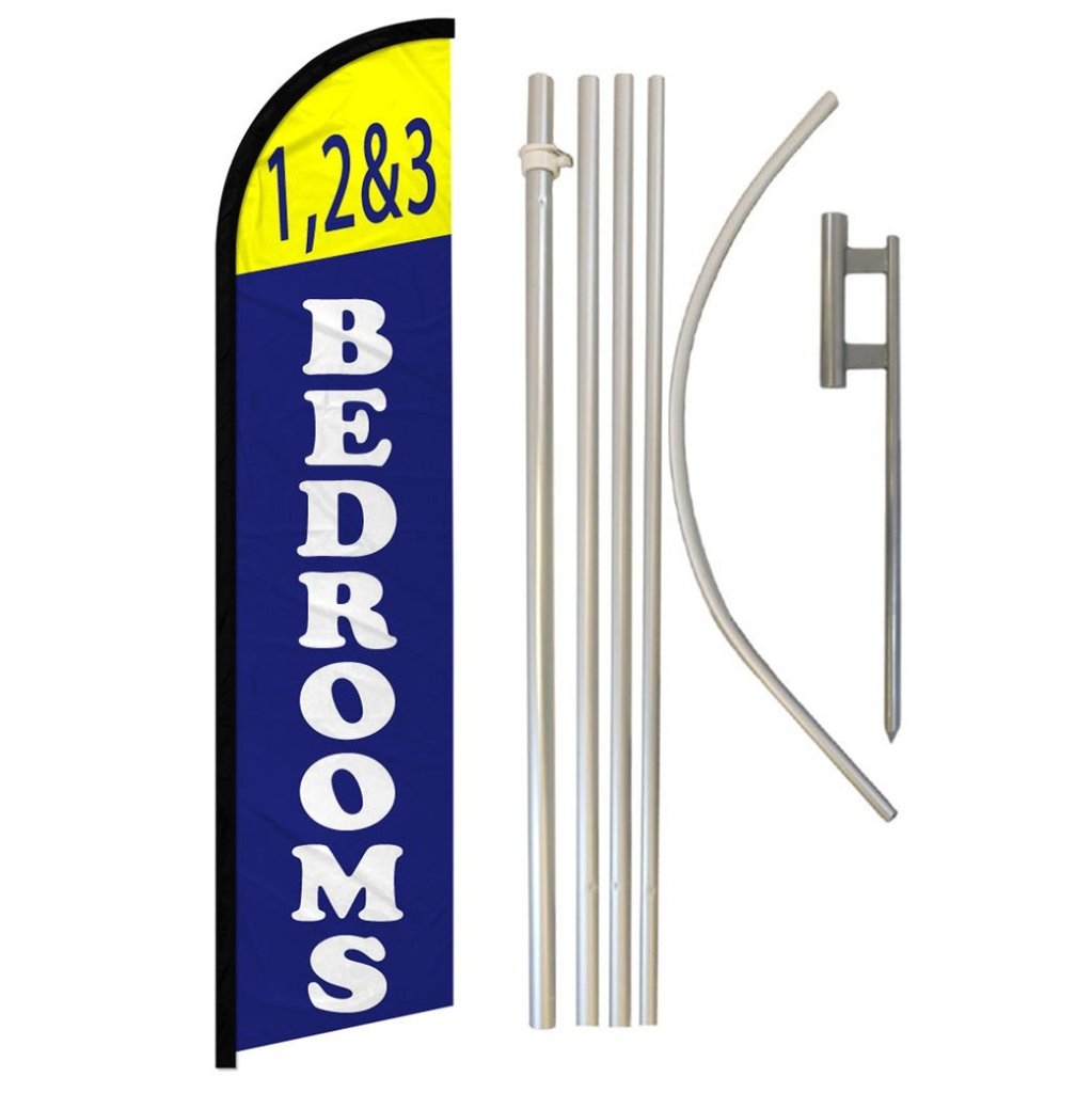 1, 2 & 3 Bedrooms Windless Banner Flag & Pole Kit - Flags Importer