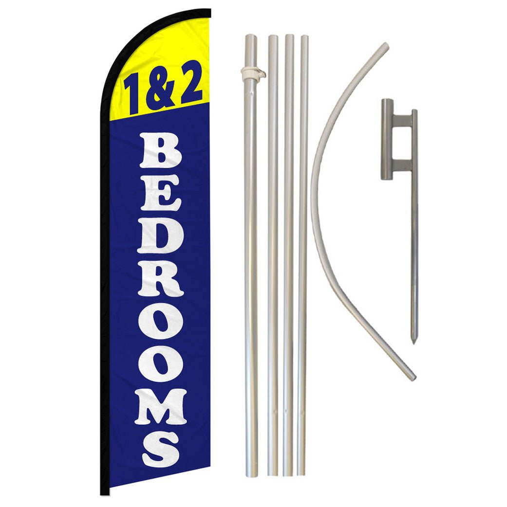 1 & 2 Bedrooms Windless Banner Flag & Pole Kit - Flags Importer