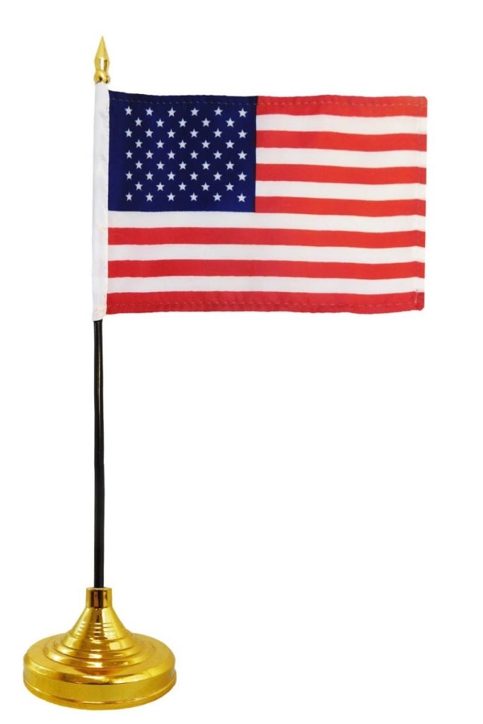 1 - Hole Gold Desktop Flag Stand for 4x6 inch flag (Weighted) - Flags Importer