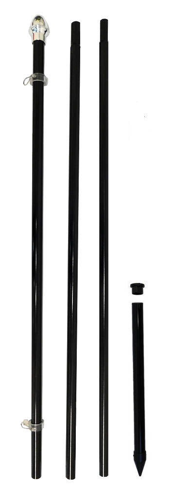 10ft Aluminum (Black) Outdoor Pole with Ground Spike - Flags Importer