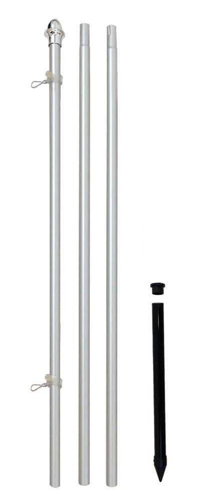 10ft Aluminum (Silver) Outdoor Pole with Ground Spike - Flags Importer