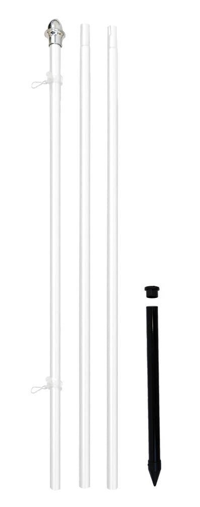 10ft Aluminum (White) Outdoor Pole with Ground Spike - Flags Importer