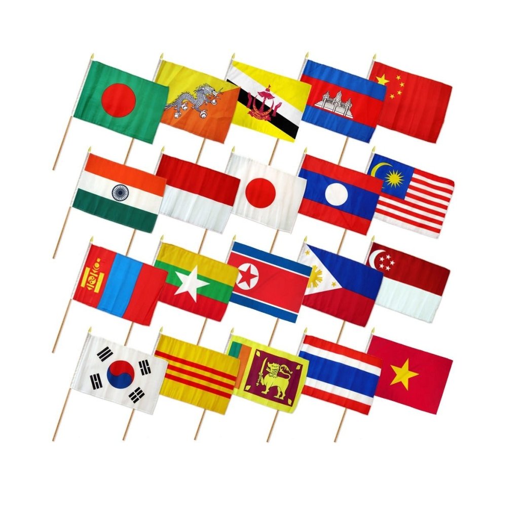 (12x18in) Set of 20 Asian Stick Flags - Flags Importer