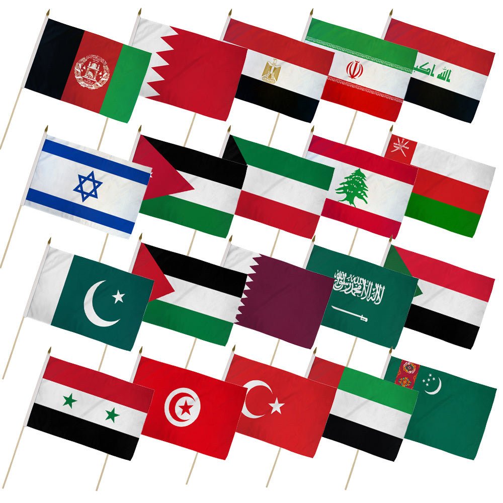 (12x18in) Set of 20 Middle East Stick Flags - Flags Importer