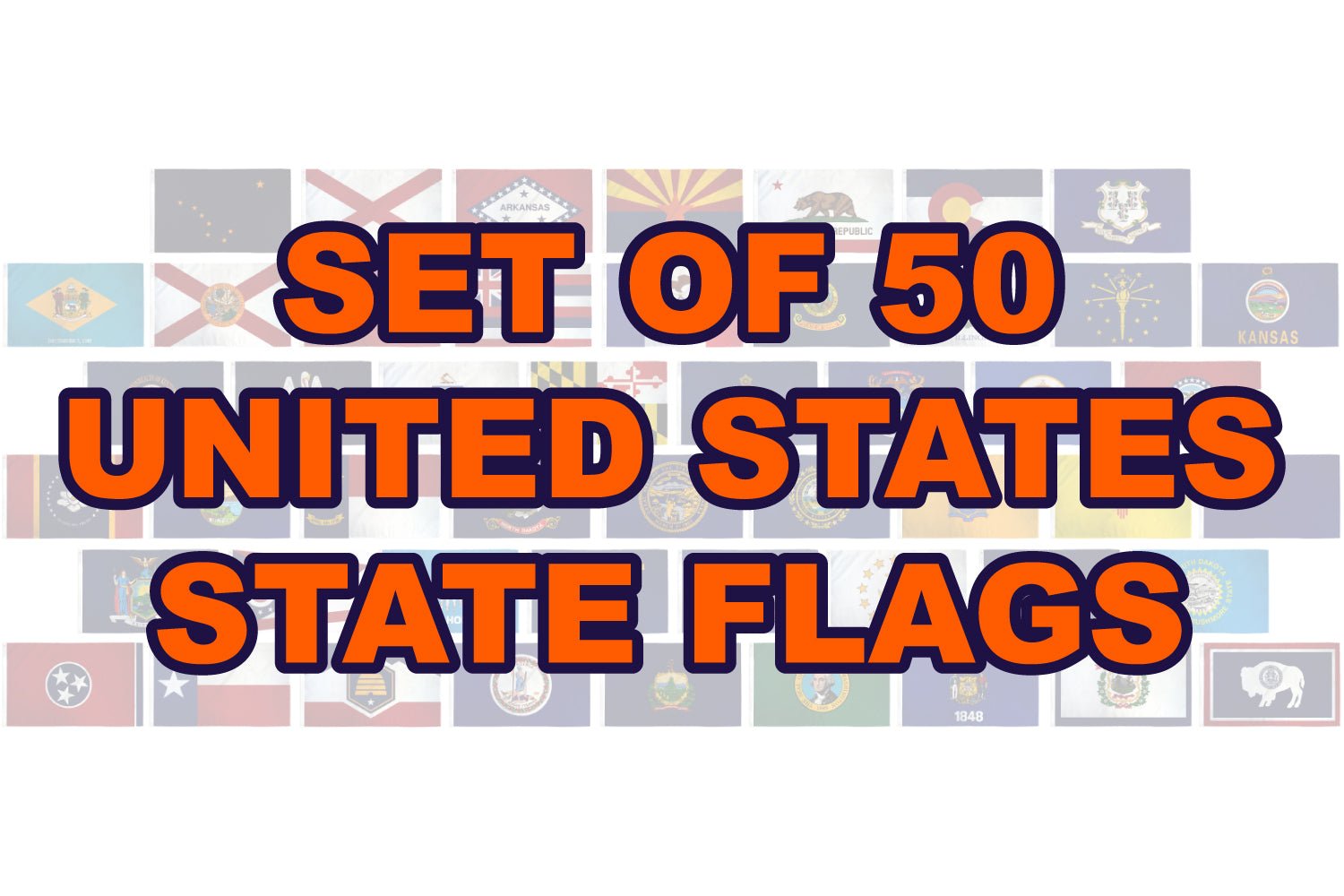 (12x18in) Set of 50 State Stick Flags - Flags Importer