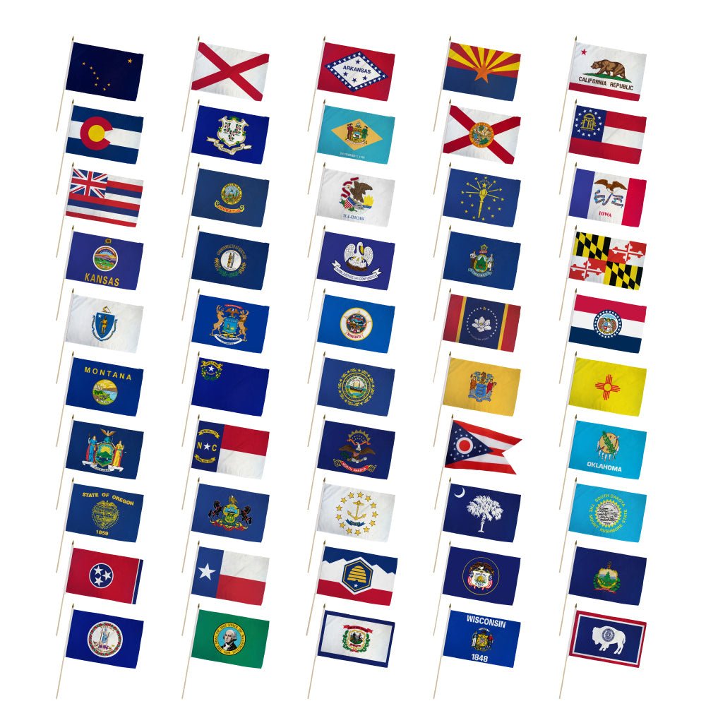 (12x18in) Set of 50 State Stick Flags - Flags Importer