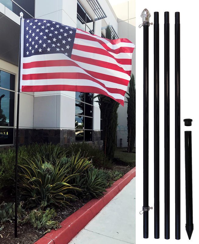 13ft Aluminum (Black) Outdoor Pole with Ground Spike - Flags Importer