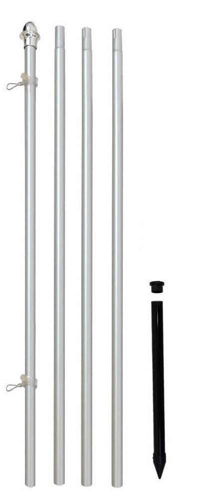 13ft Aluminum (Silver) Outdoor Pole with Ground Spike - Flags Importer