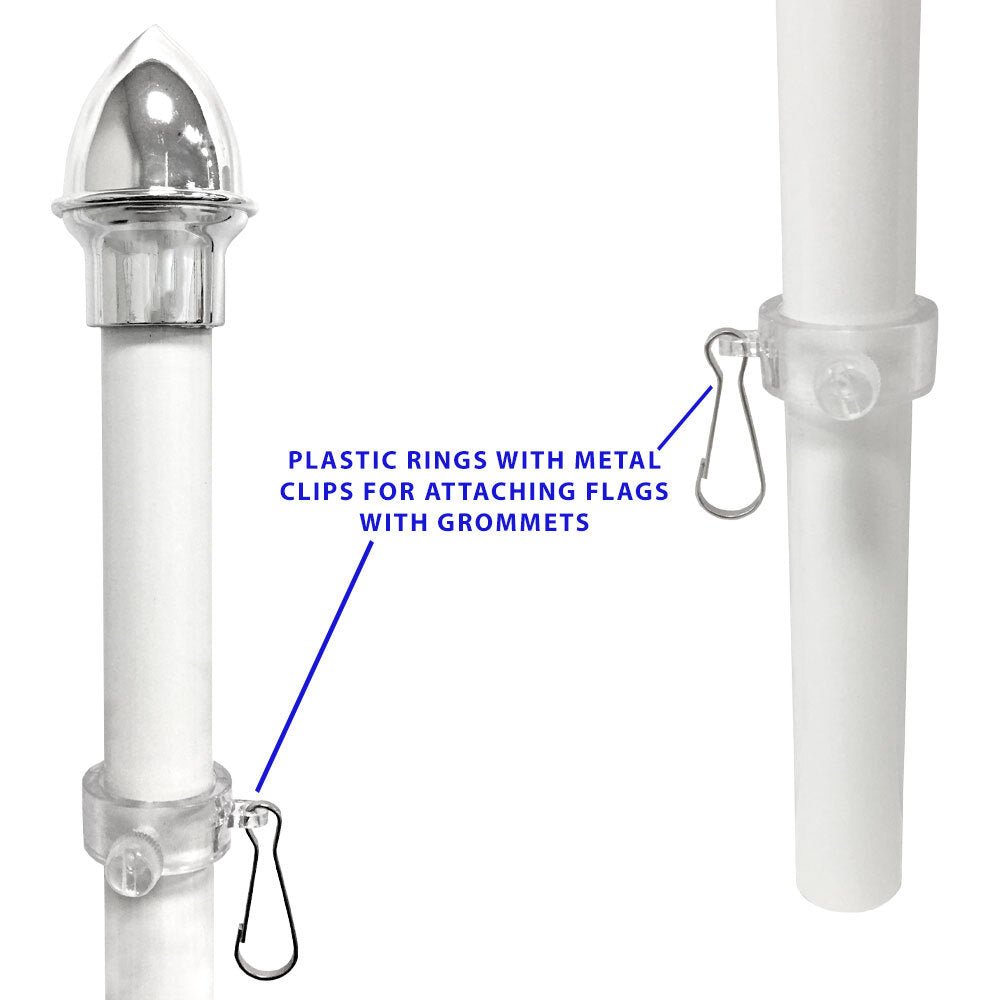 13ft Aluminum (White) Outdoor Pole with Ground Spike - Flags Importer