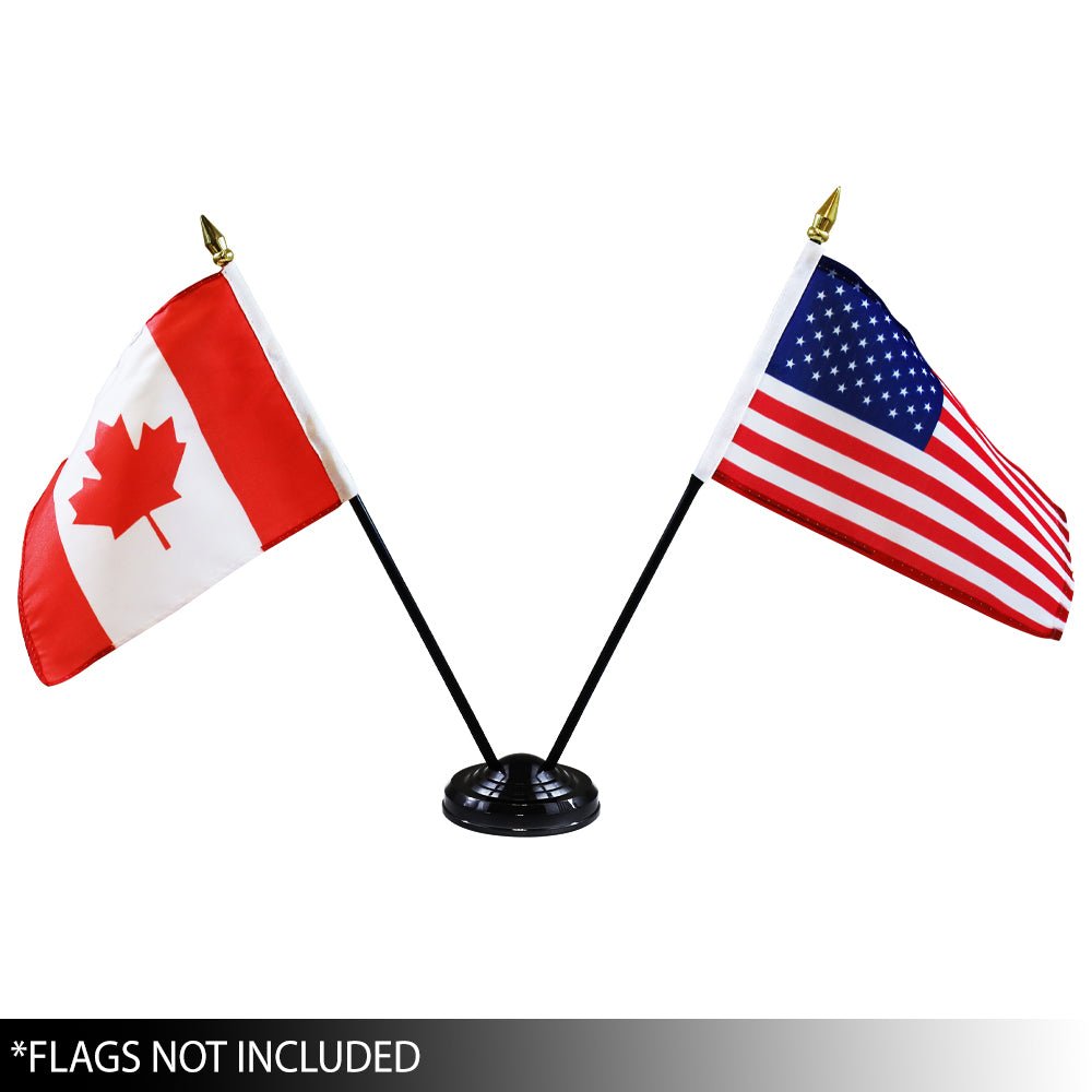 2 - Hole Black Desktop Flag Stand for 4x6 inch flag (Weighted) - Flags Importer