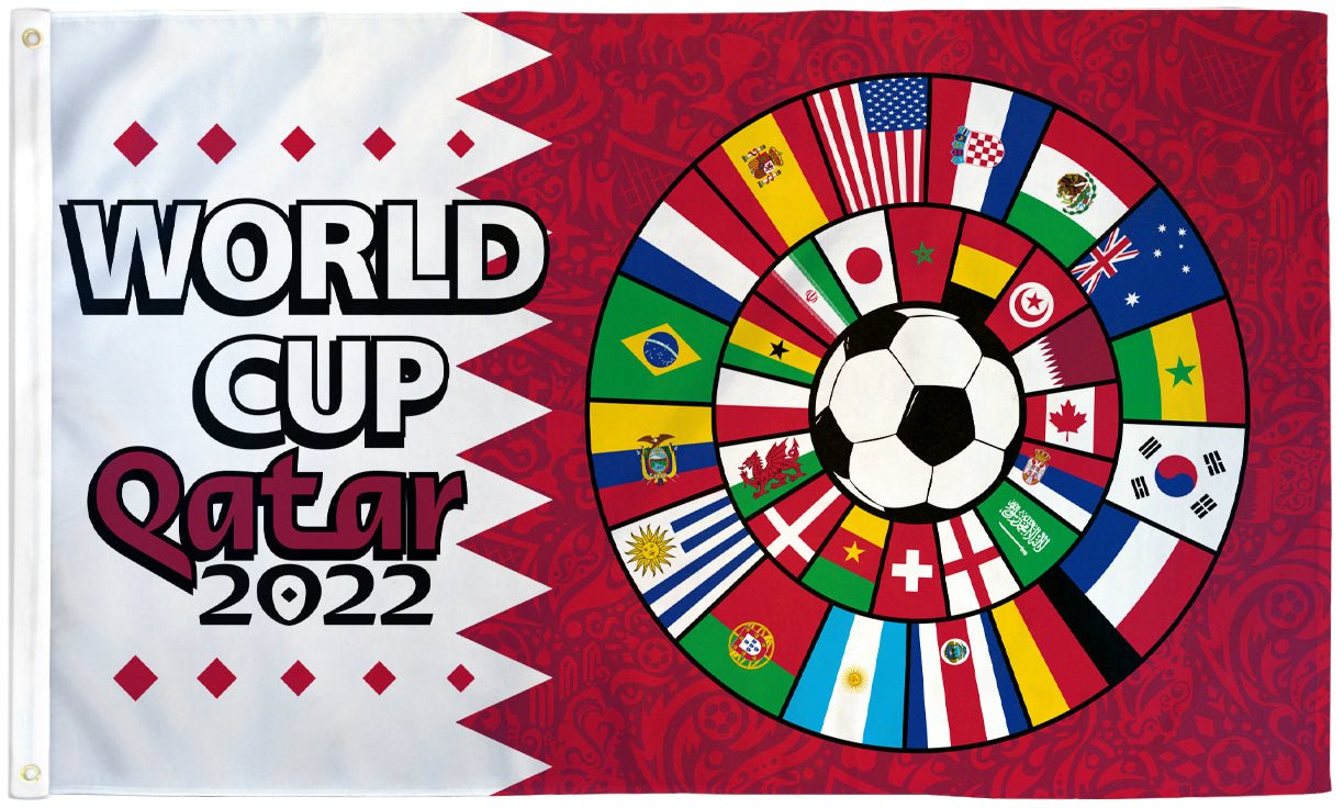 2022 World Cup (Circle) Flag 3x5ft Poly - Flags Importer