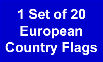 4x6in Set of 20 European Stick Flags