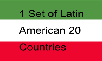 4x6in Set of 20 Latin American Stick Flags