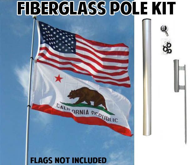 24ft Fiberglass Telescoping Flag Pole & Ground Spike Kit - Flags Importer