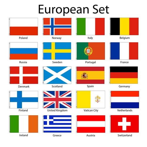 (2x3ft) Set of 20 European Flags - Flags Importer