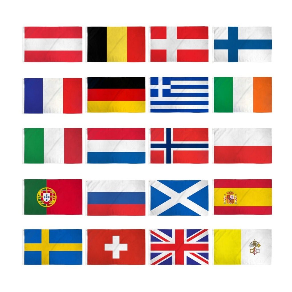 (2x3ft) Set of 20 European Flags - Flags Importer