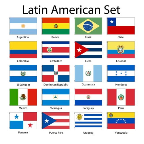 (2x3ft) Set of 20 Latin American Flags - Flags Importer