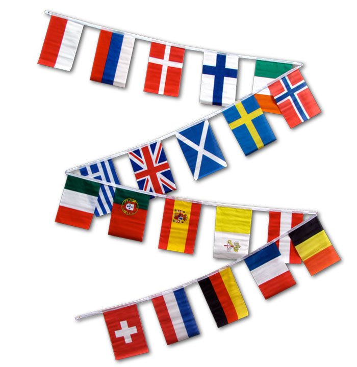 30ft String Flag Set of 20 European Country Flags - Flags Importer