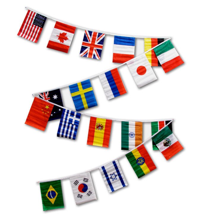 30ft String Flag Set of 20 International Country Flags - Flags Importer