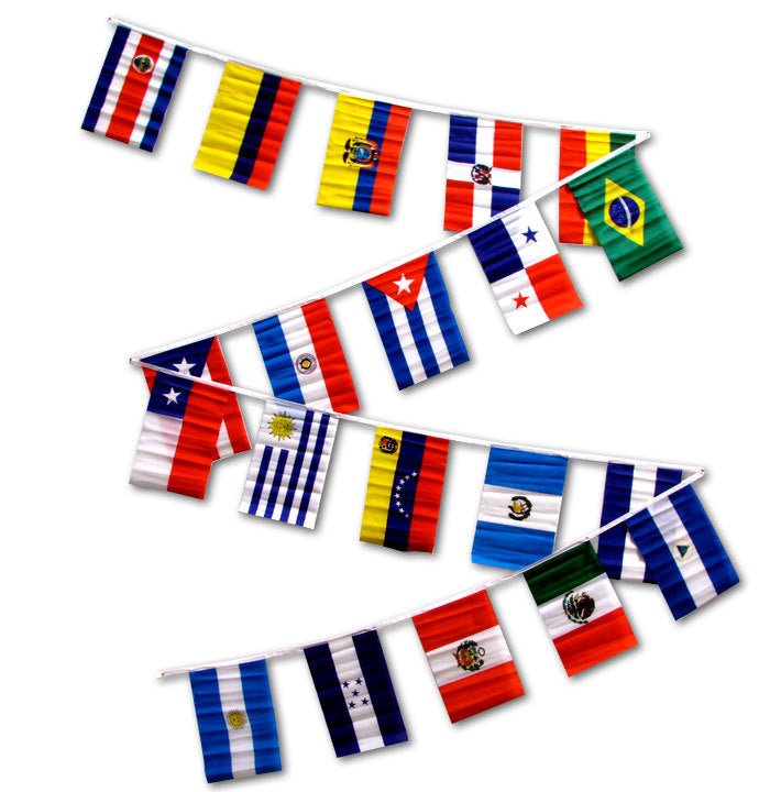 30ft String Flag Set of 20 Latin American Country Flags - Flags Importer