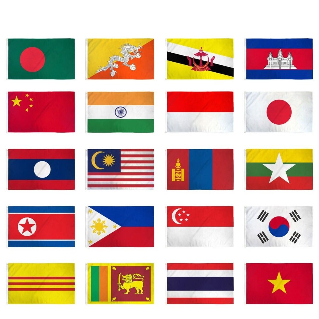 (3x5ft) Set of 20 Asian Flags - Flags Importer