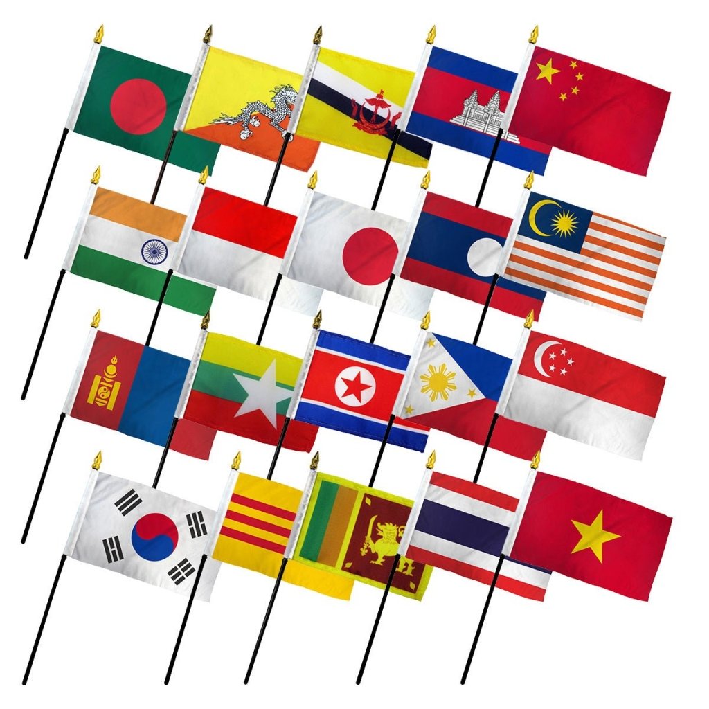 (4x6in) Set of 20 Asian Stick Flags - Flags Importer