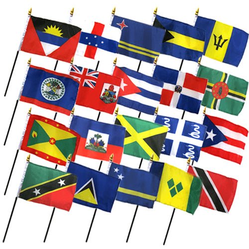 (4x6in) Set of 20 Caribbean Stick Flags - Flags Importer