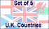 2x3ft Set of 5 UK Country Flags