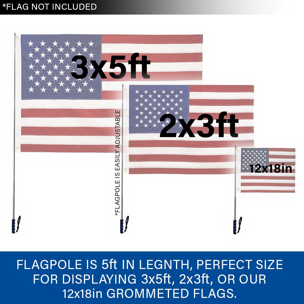 5ft Hand - Held Collapsible Flag Pole (Blue) - Flags Importer