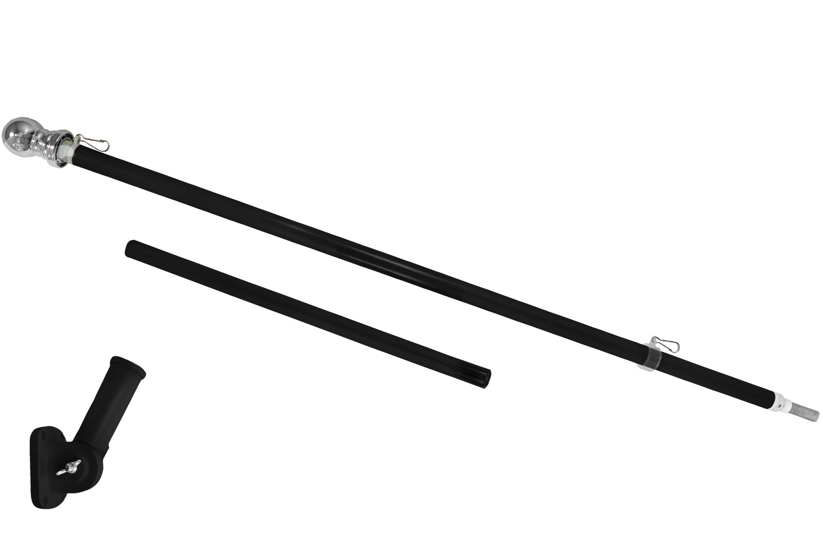 5ft Spinning Stabilizer Flag Pole & Adjustable Bracket Kit (Black) - Flags Importer