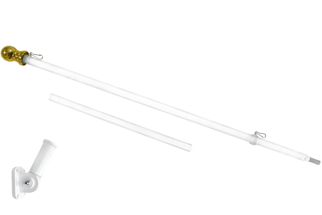 5ft Spinning Stabilizer Flag Pole & Adjustable Bracket Kit (White) - Flags Importer