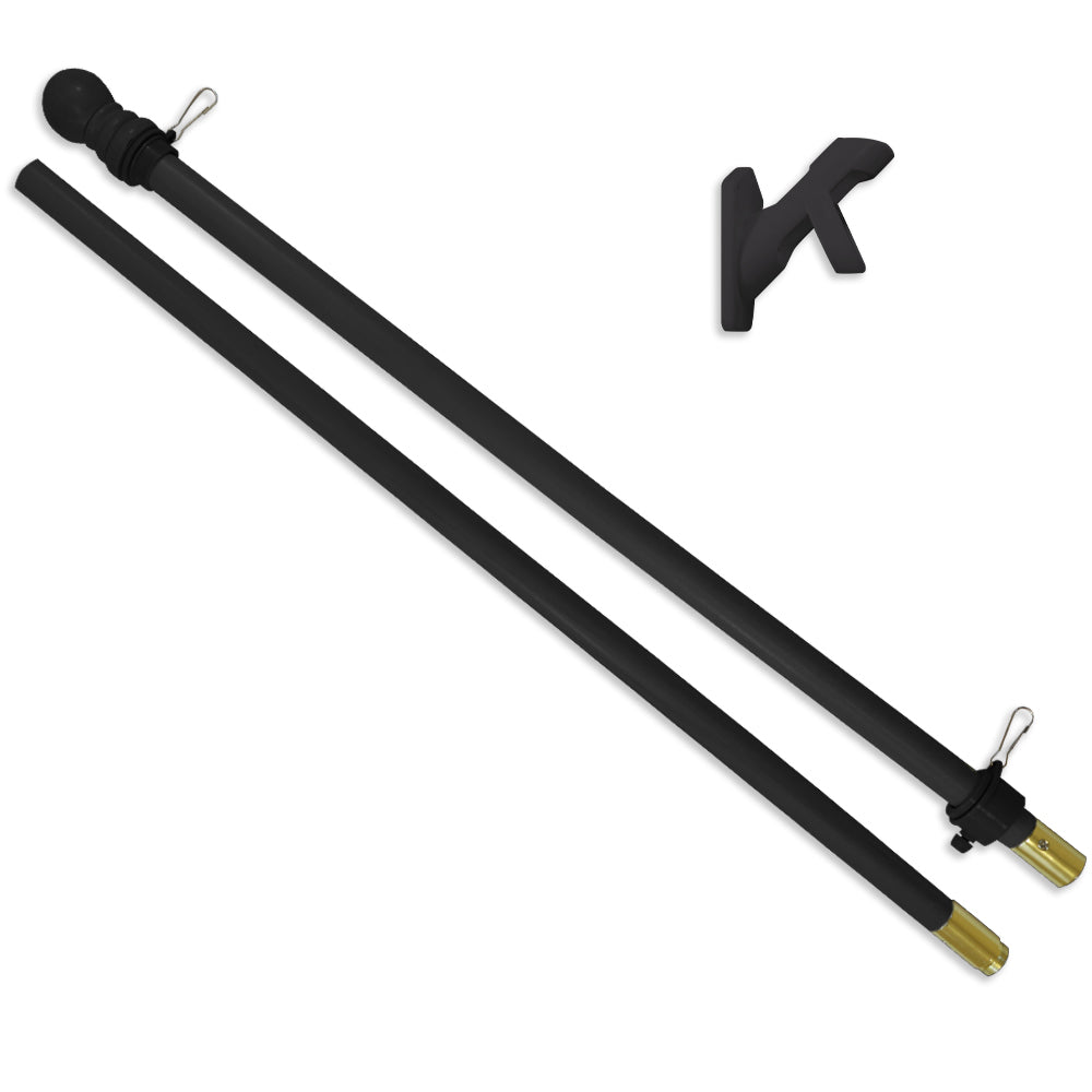 5ft Wooden Flag Pole & Bracket Kit (Black Wood) - Flags Importer