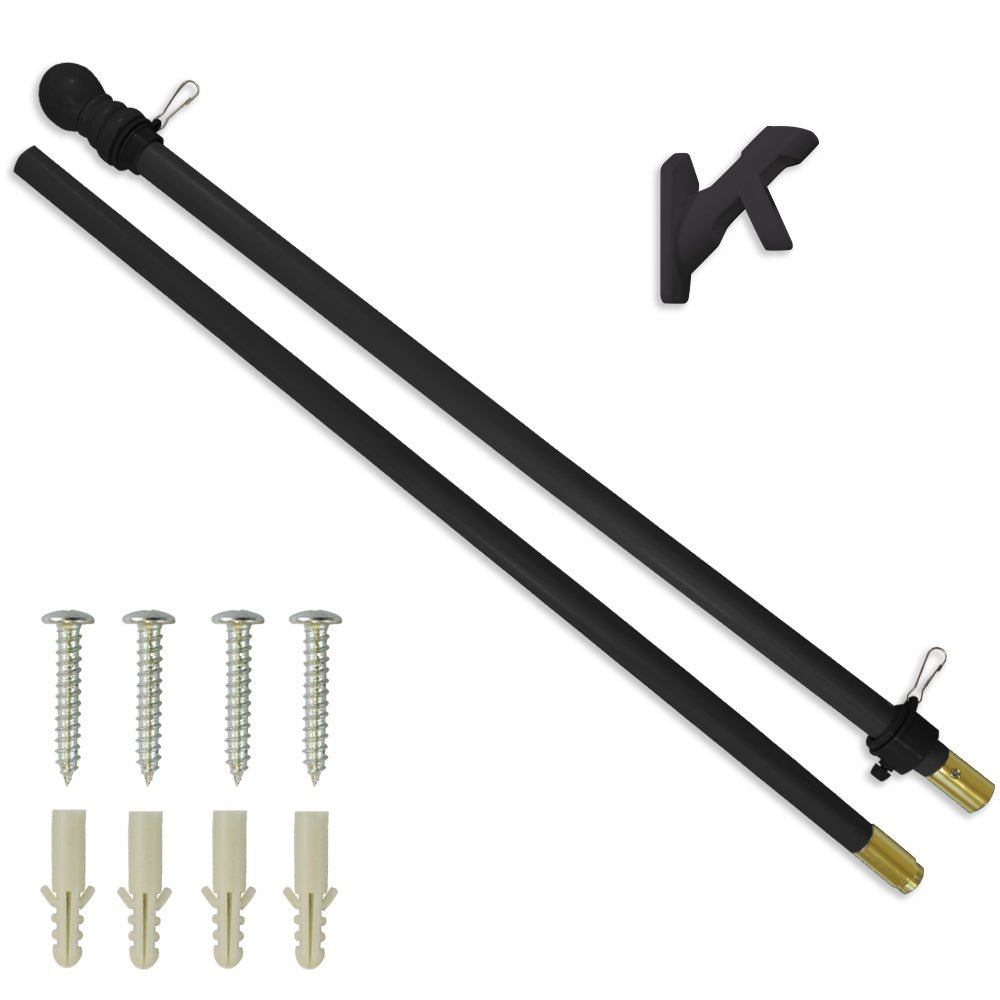 5ft Wooden Flag Pole & Bracket Kit (Black Wood) - Flags Importer