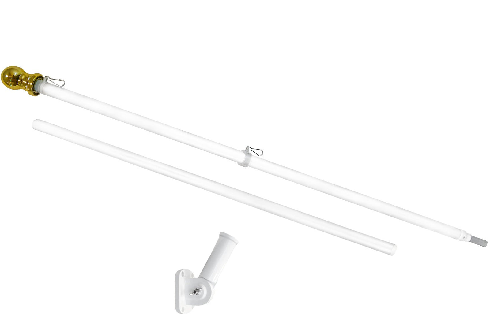 6ft Spinning Stabilizer Flag Pole & Adjustable Bracket Kit (White) - Flags Importer