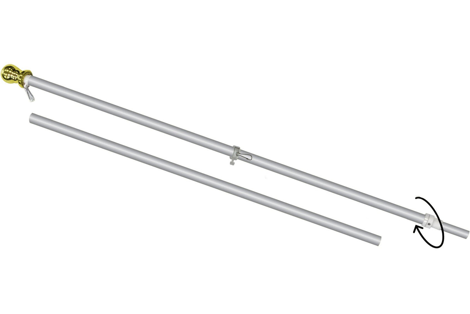 6ft Spinning Stabilizer Flag Pole (Silver) - Flags Importer