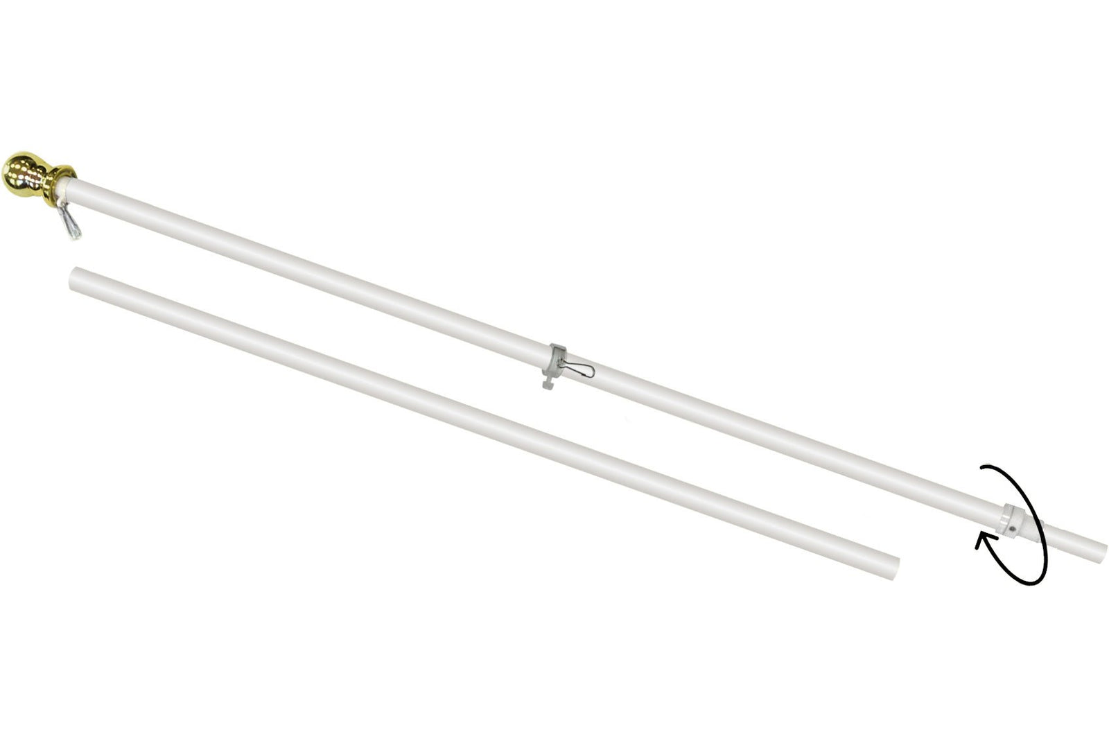 6ft Spinning Stabilizer Flag Pole (White) - Flags Importer