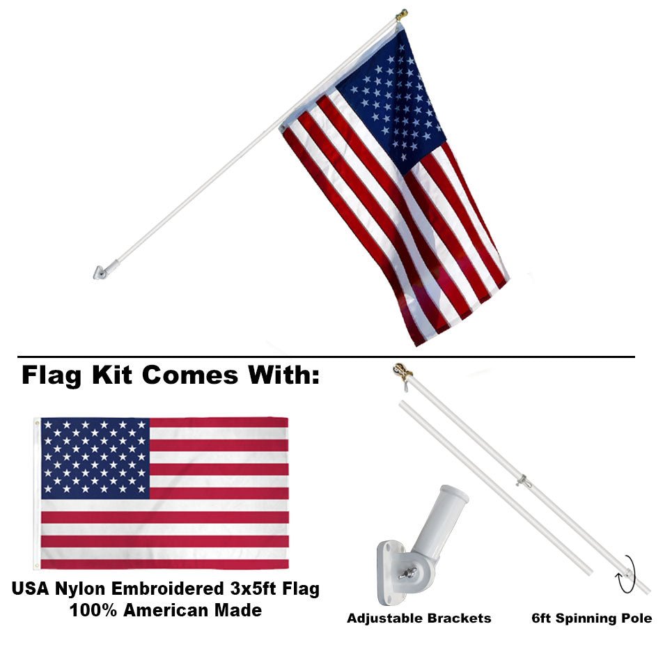 6ft Spinning Stabilizer Pole and American Made USA Flag Kit - Flags Importer