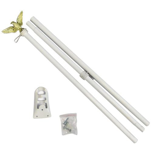 6ft Steel White Flag Pole (Eagle Top) - Flags Importer