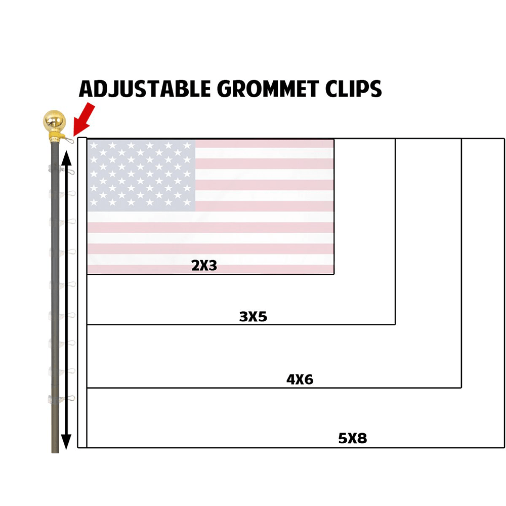 8ft Black Aluminum Flag Pole (Ball Top) - Flags Importer