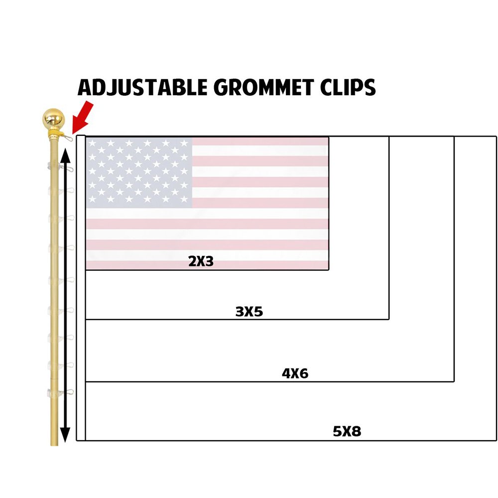 8ft Gold Flag Pole and Gold Base Kit (Ball Top) - Flags Importer