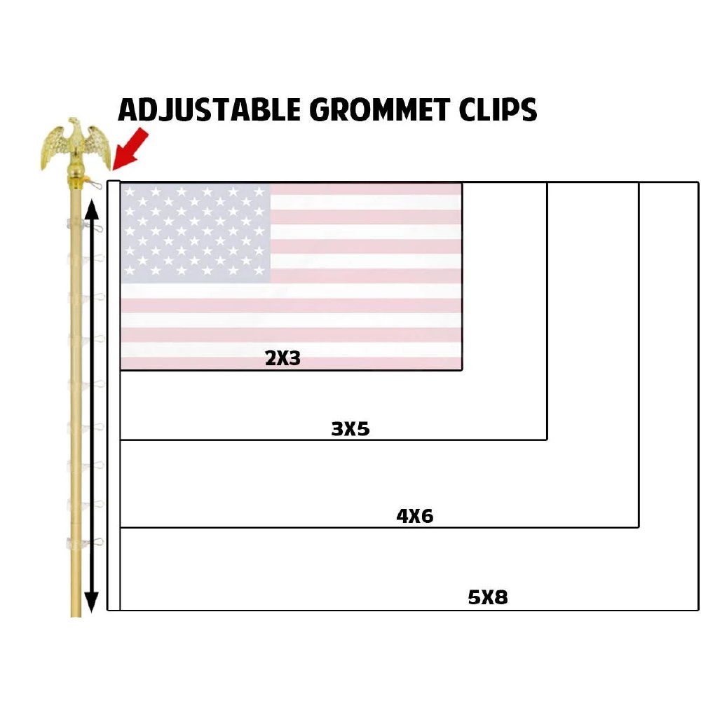 8ft Gold Flag Pole and Gold Base Kit (Eagle Top) - Flags Importer