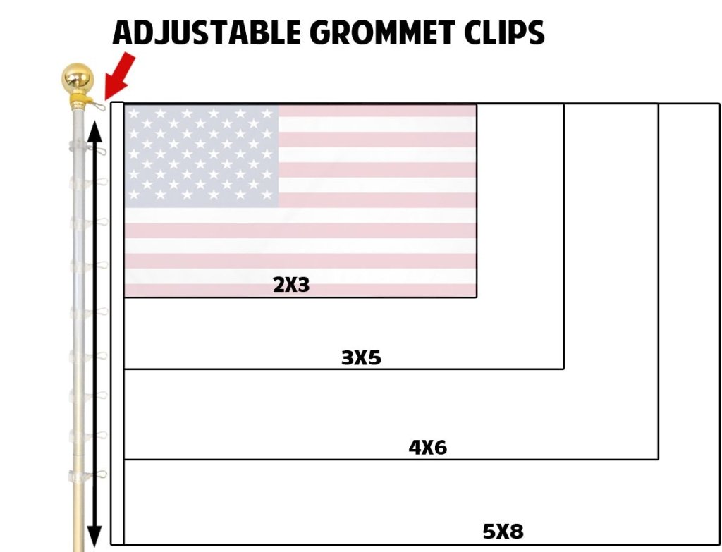 8ft Silver Aluminum Flag Pole (Ball Top) - Flags Importer