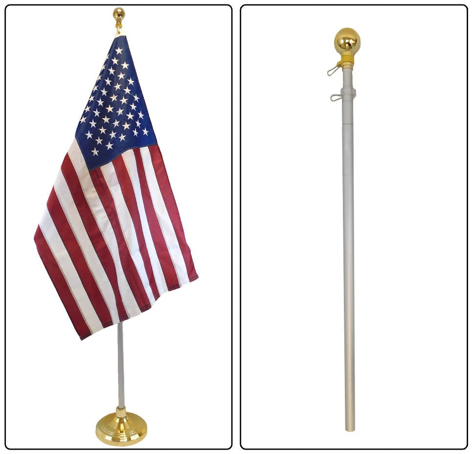 8ft Silver Aluminum Flag Pole (Ball Top) - Flags Importer