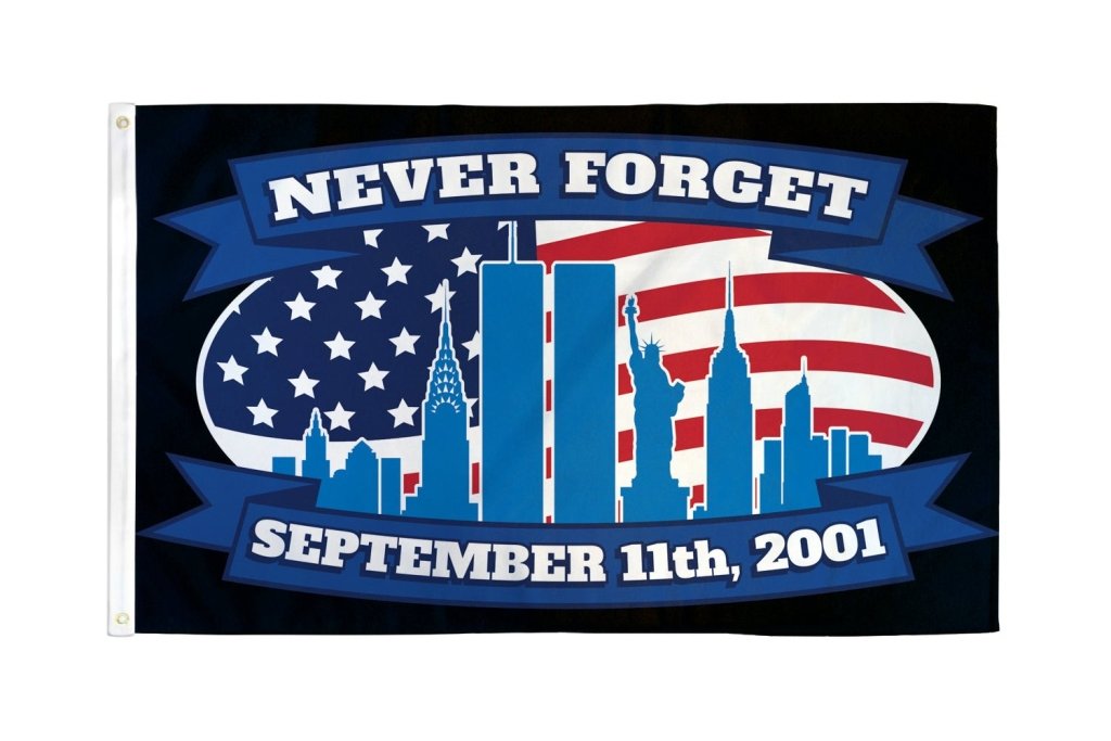 9/11 Never Forget (USA) Flag 3x5ft Poly - Flags Importer