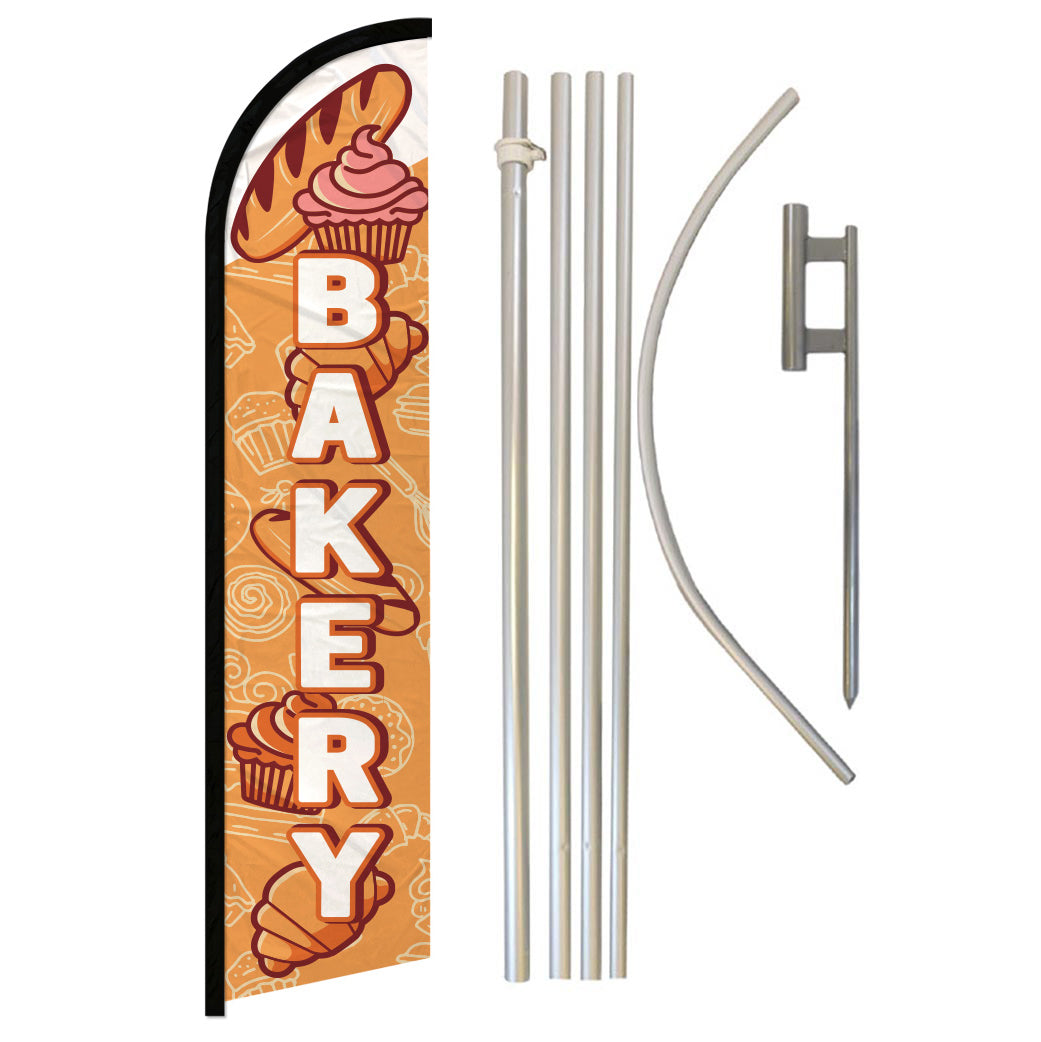 Bakery (White) Windless Banner Flag & Pole Kit