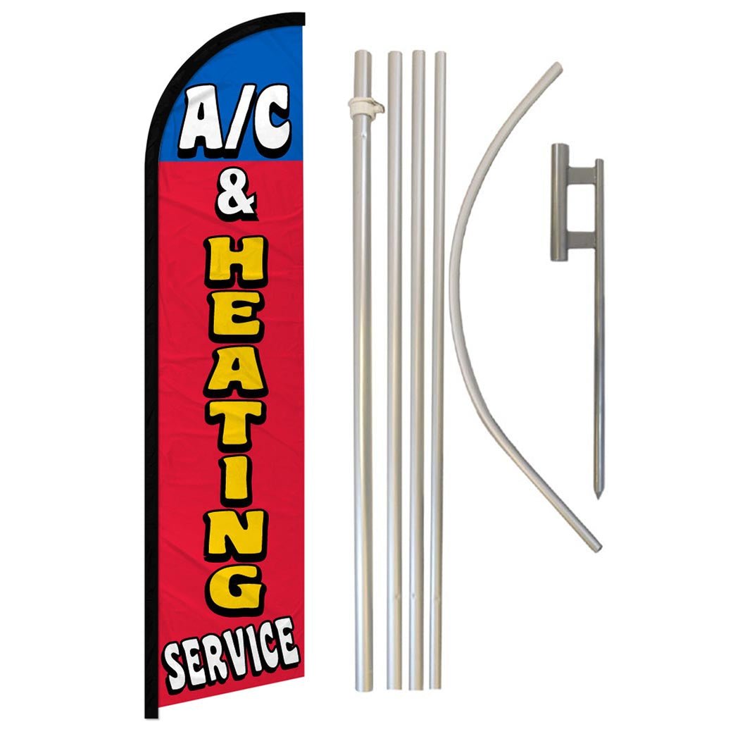 A/C & Heating Services Windless Banner Flag & Pole Kit - Flags Importer