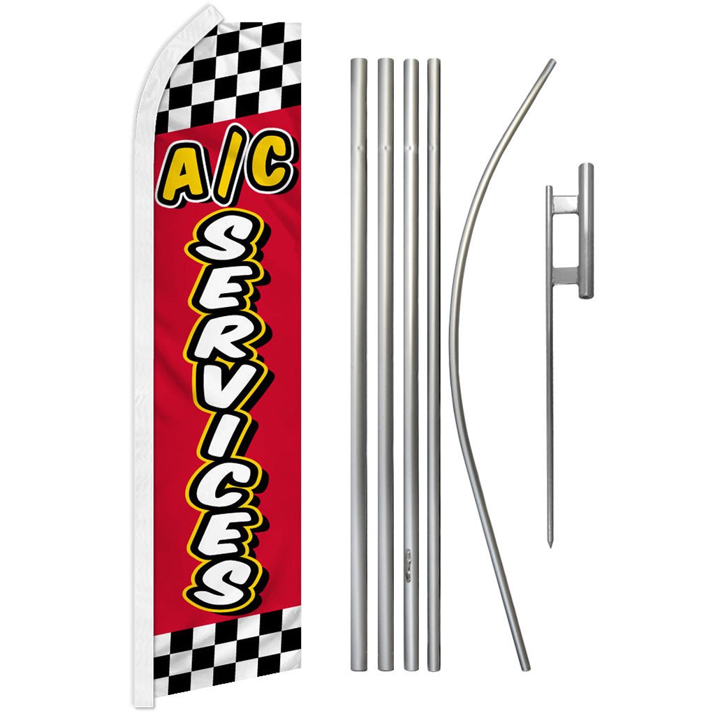 A/C Services (Red Checkered) Super Flag & Pole Kit - Flags Importer