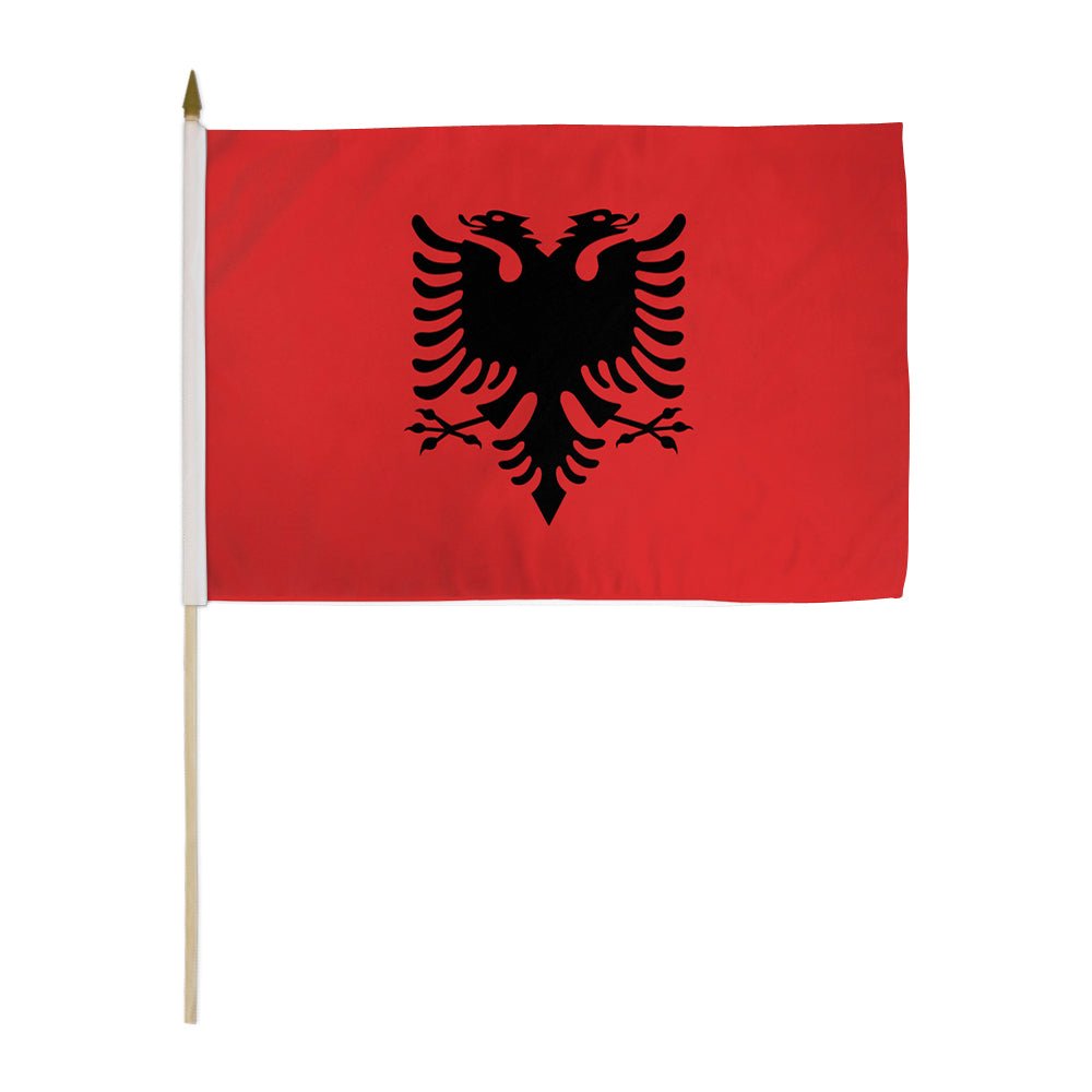 Albania 12x18in Stick Flag - Flags Importer